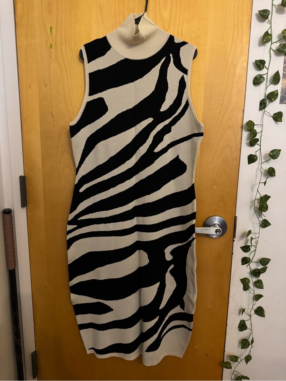 SHEIN curve zebra print sleeveless turtleneck sweater dress bodycon midi 3XL